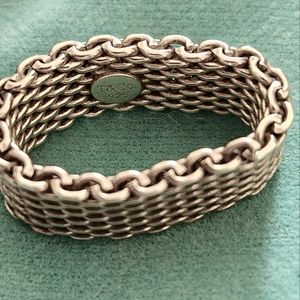 Tiffany Somerset Silver Mesh Ring Sz 8
